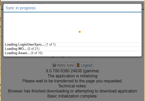 Sync in Progress Screen